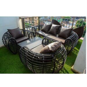 SET OF 7 SEATER CANASH&WOODEN BASKET CHA