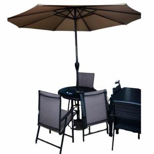 FOLDABLE CHAIR WITH GLASS TABLE