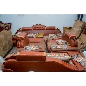 SET OF SOFA L SHAPE SOFA BROWN F08